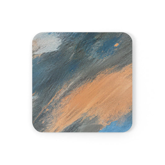Coaster Set of 4 for Drinks Blue Orange Abstract Pattern-1
