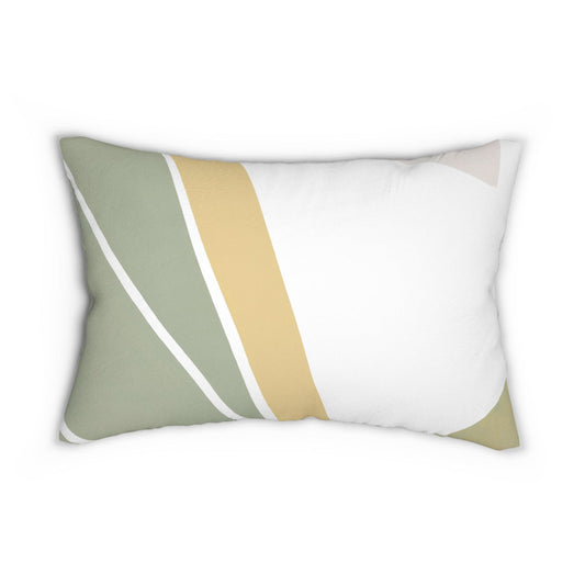 Decorative Lumbar Throw Pillow - Green Abstract Geometric Pattern-1