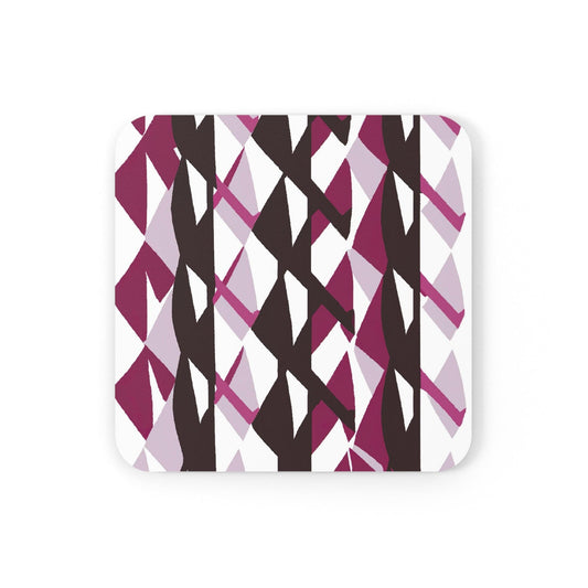 Handcrafted Square Coaster Set of 4 - Pink Mauve Pattern-1