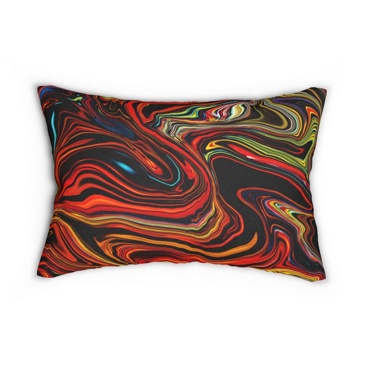 Decorative Lumbar Throw Pillow - Multicolor Marble Pattern-1