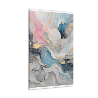 Canvas Wall Art Decor - Marble Cloud of Grey Pink Blue 63389-2