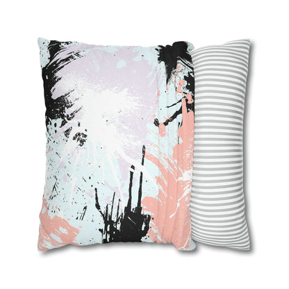 Decorative Throw Pillow Cover - Abstract Pink Black White Paint Splatter Pattern-4