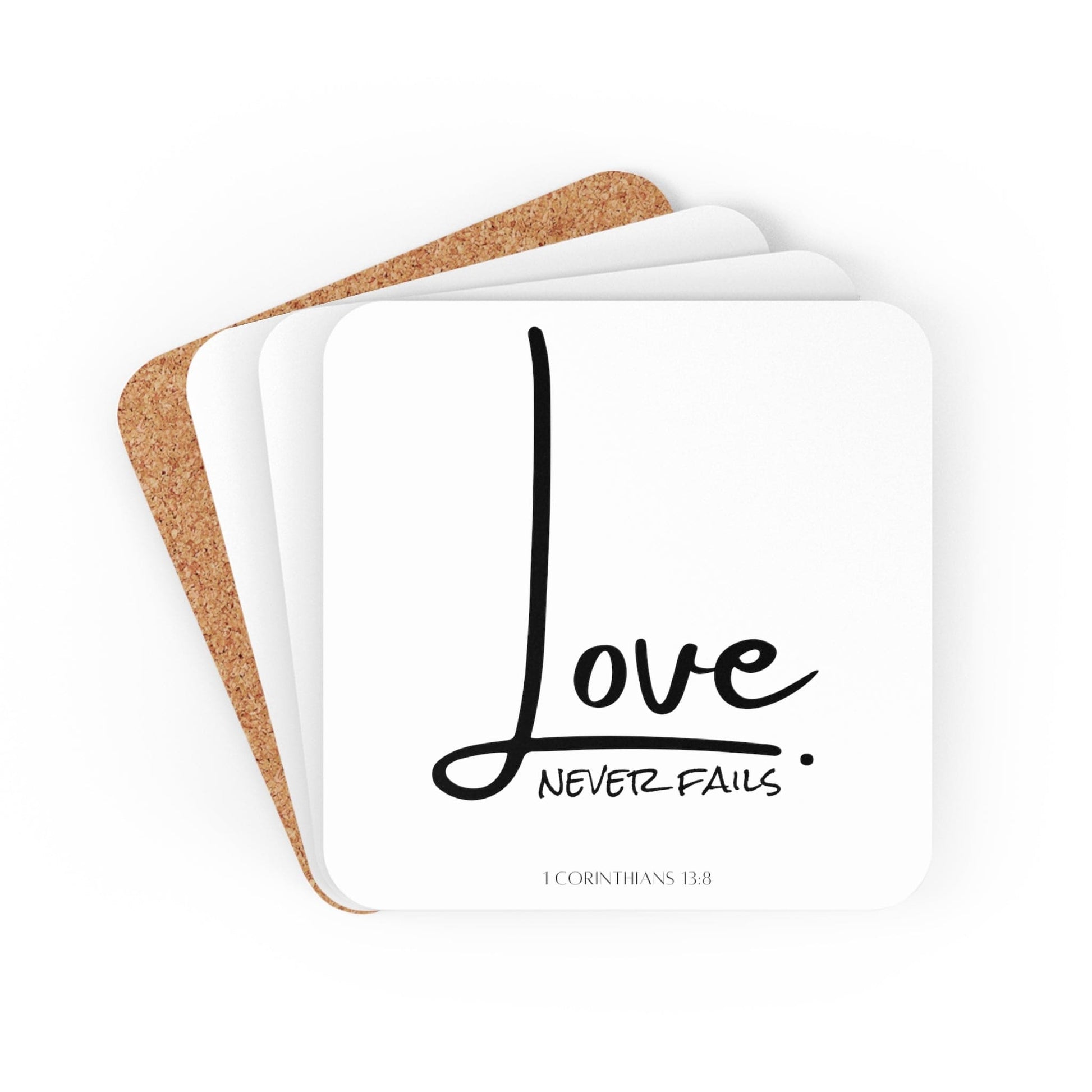 Handcrafted Square Coaster Set of 4 - Love Never Fails-0