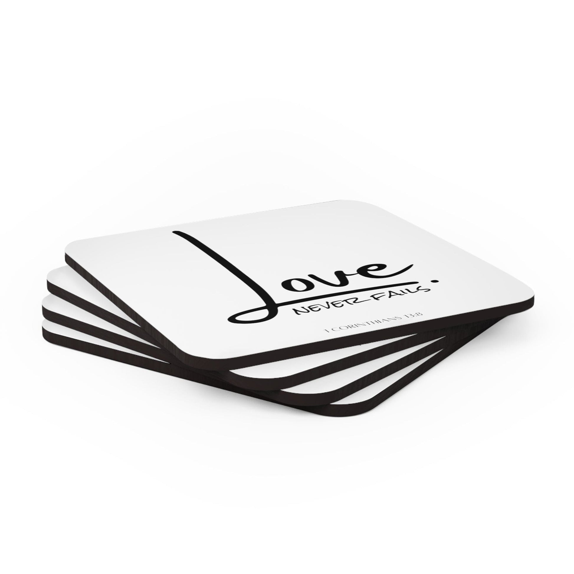 Handcrafted Square Coaster Set of 4 - Love Never Fails-3