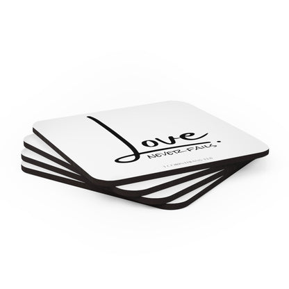 Handcrafted Square Coaster Set of 4 - Love Never Fails-3